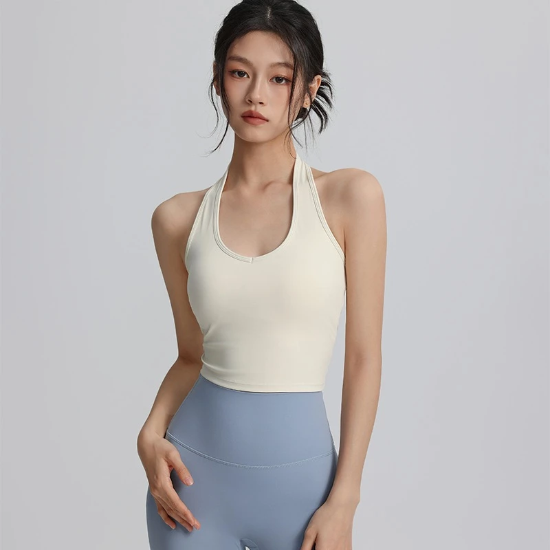 GymHub เสื้อกล้ามสปอร์ตคล้องคอ มีแผ่นรองอก สำหรับโยคะ thumbnail 6
