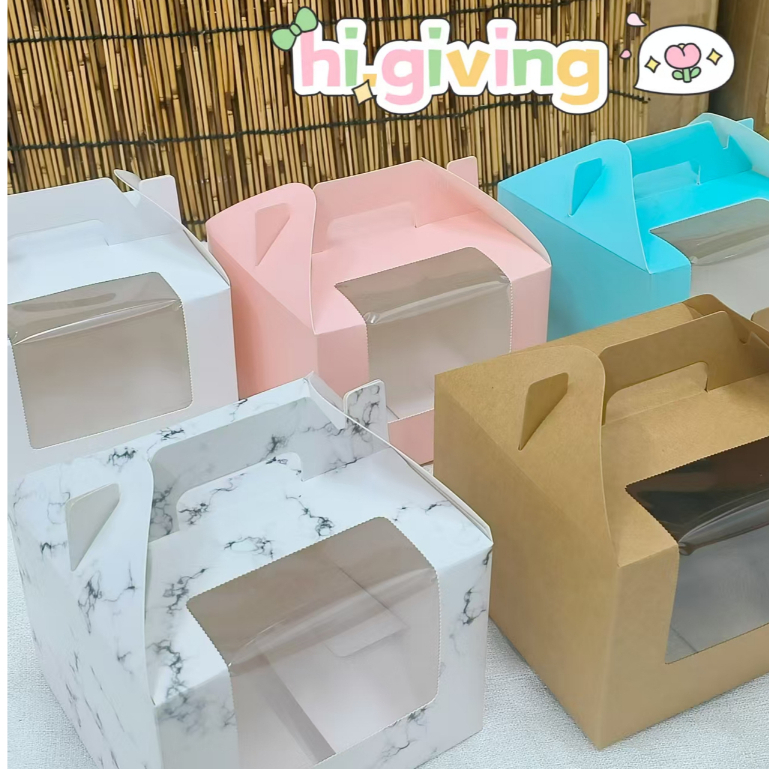 กล่อง กล่องคัพเค้ก หูหิ้วเจาะหน้าต่างพลาสติกใส  4หลุม ใส่เค้กมินิ ได้นะคะ (1ใบ) - รูปที่ 2