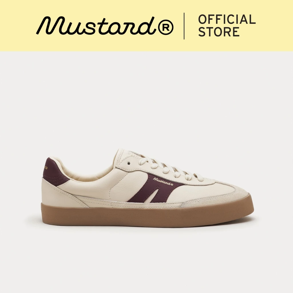 Mustard Sneakers Victor - Cream/Wine | รองเท้าหนังแท้