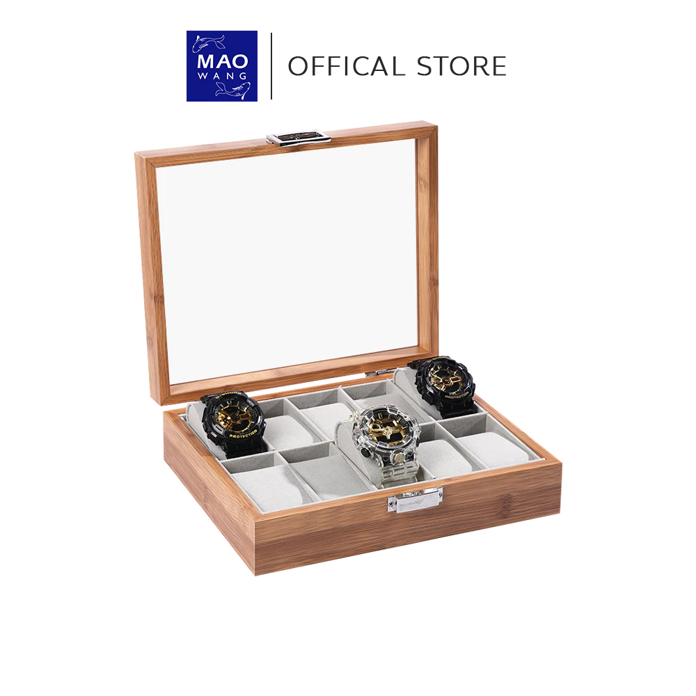 กล่องไม้เก็บนาฬิกาฝาใส 3/6/10/12เรือน สไตล์วินเทจ Watch Storage & Display Box