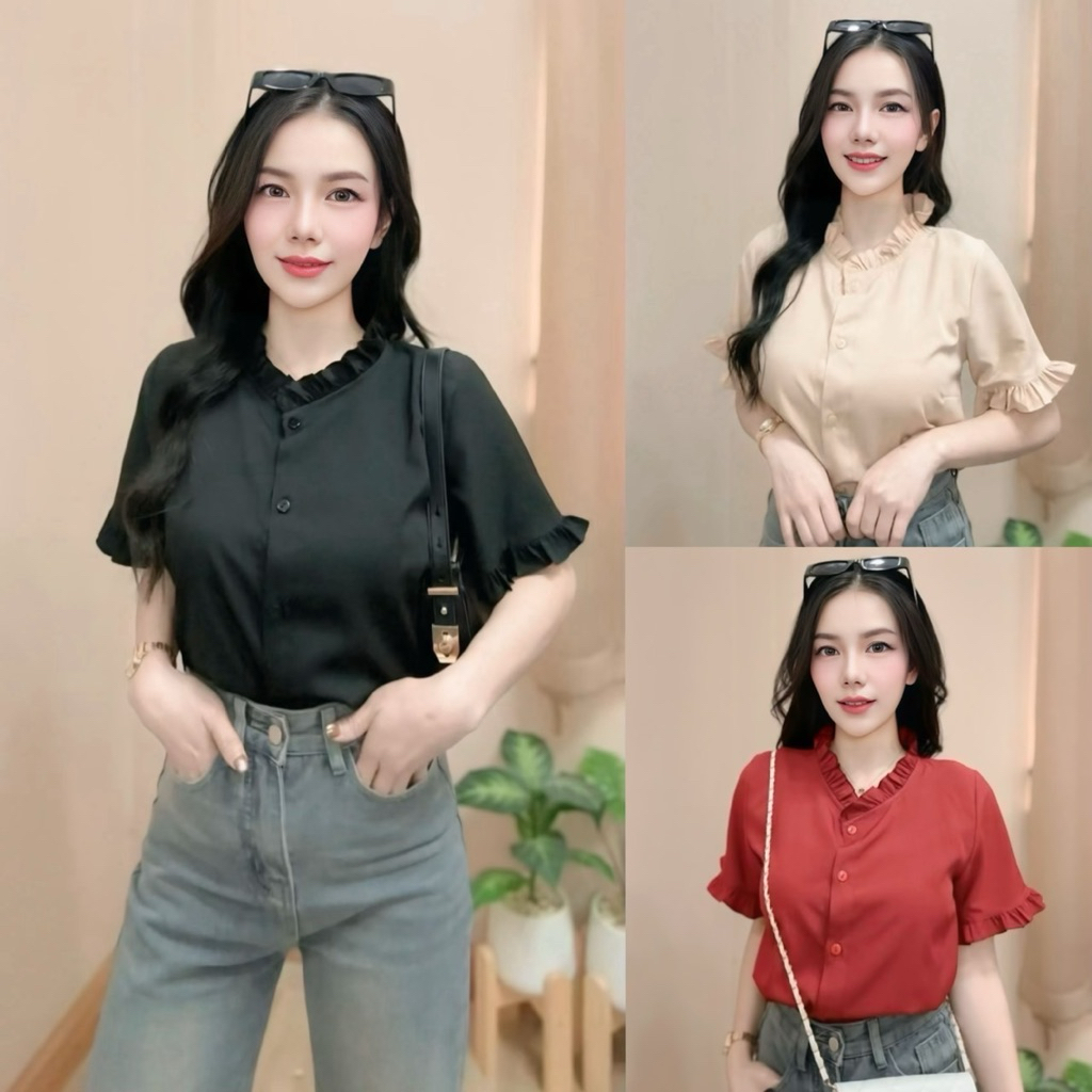 เสื้อคอกลมแต่งระบาย รุ่น Trendy