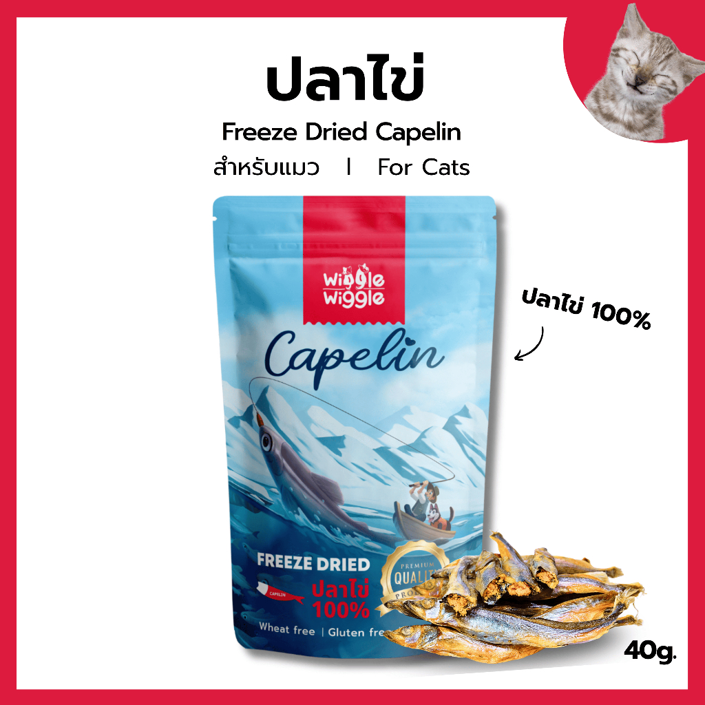 Wiggle Wiggle ปลาไข่ฟรีซดรายแมว Freeze Dried Cat ขนมแมว รสปลาไข่