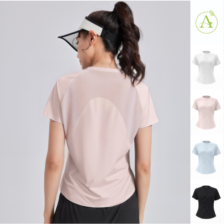 ArayaLady เสื้อออกกำลังกายผู้หญิง เสื้อแขนสั้นกีฬา ทรงหลวม ระบายอากาศได้ดี ผ้าแห้งไว AT-JYWD020