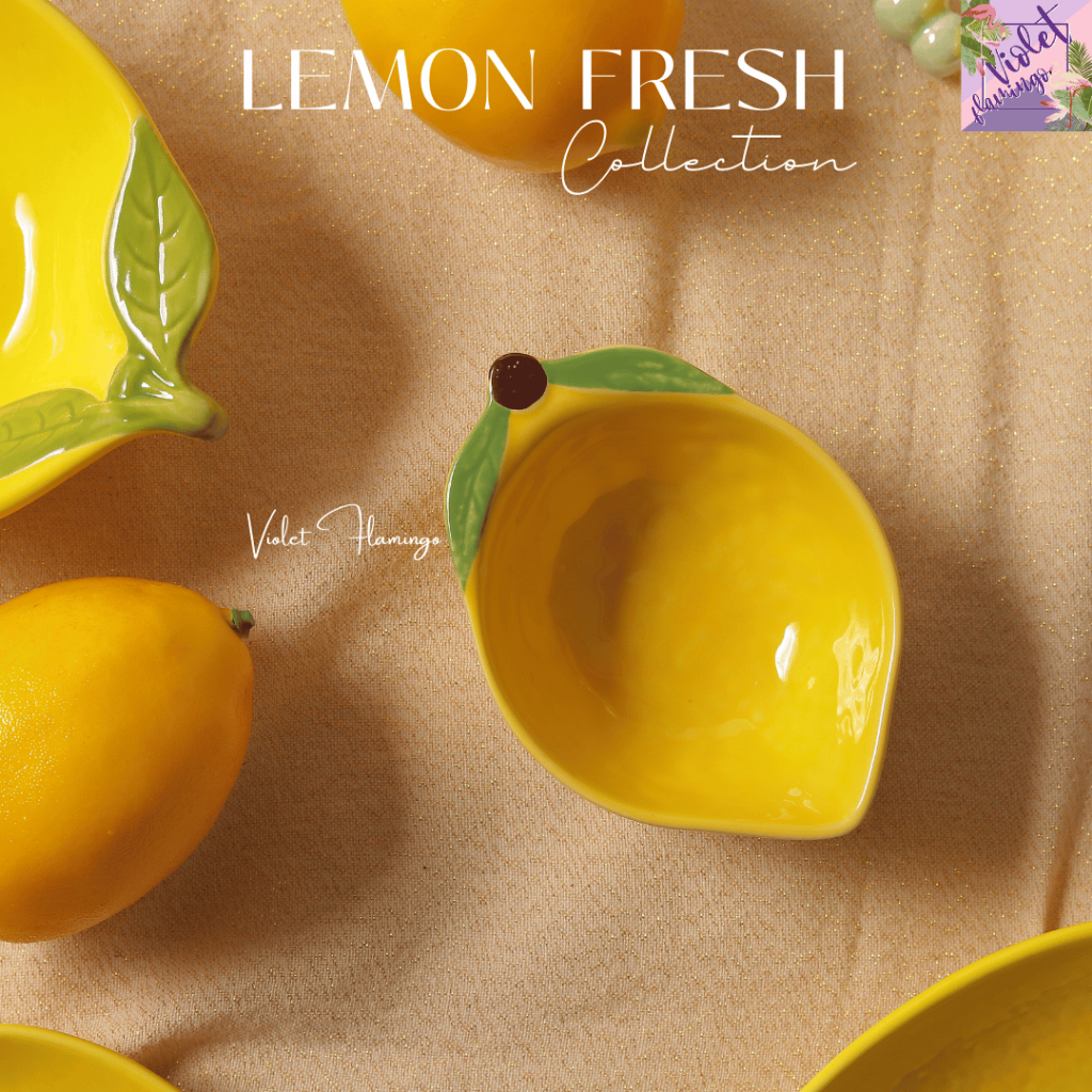 Violet Flamingo จานชามเซรามิค เลมอน ดีไซน์น่ารัก 🍋 Lemon Fresh Collection ชุดจานชาม ของขวัญ ของใช้ในบ้าน คาเฟ่ รูปที่ 5