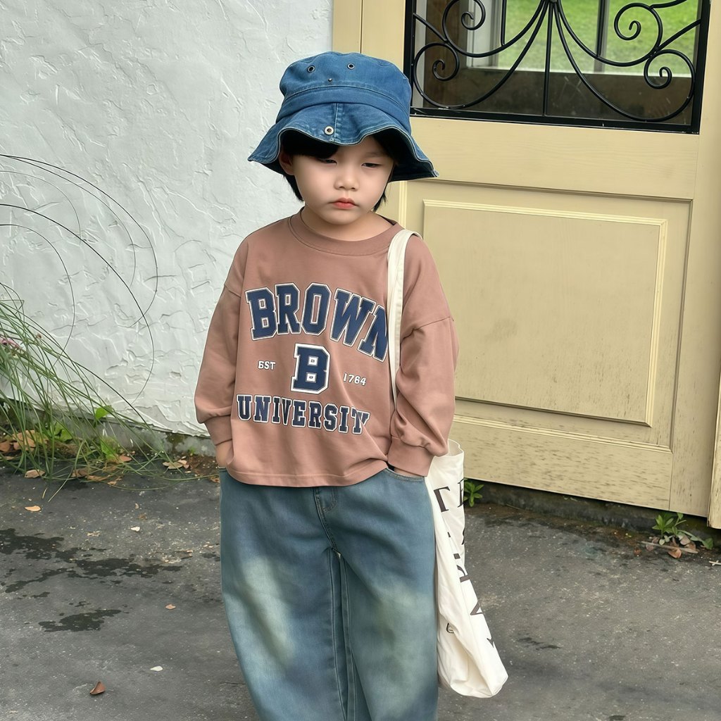Beryl kids เสื้อแขนยาวเด็ก เสื้อเชิ้ตคอกลมเด็กผู้หญิงแฟชั่น สไตล์เกาหลี บางและสบาย พิมพ์ลายโมโนแกรม อินเทรนด์เท่สุด ราคา ถูกที่สุด ดีลบีเคเค แกลเลอรีภาพที่ 5