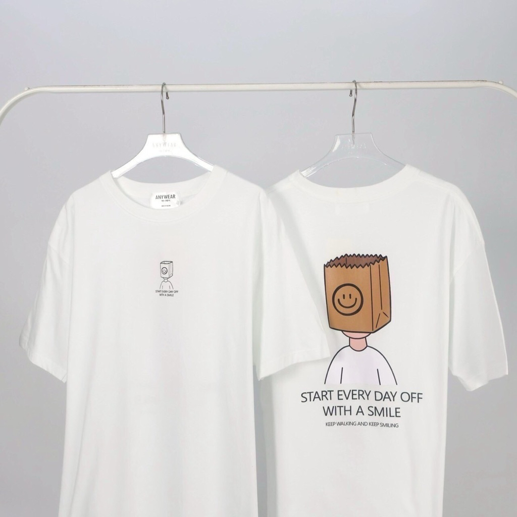 เสื้อยืด โอเวอร์ไซร์cotton100% งานป้าย Anywere สกีนลาย