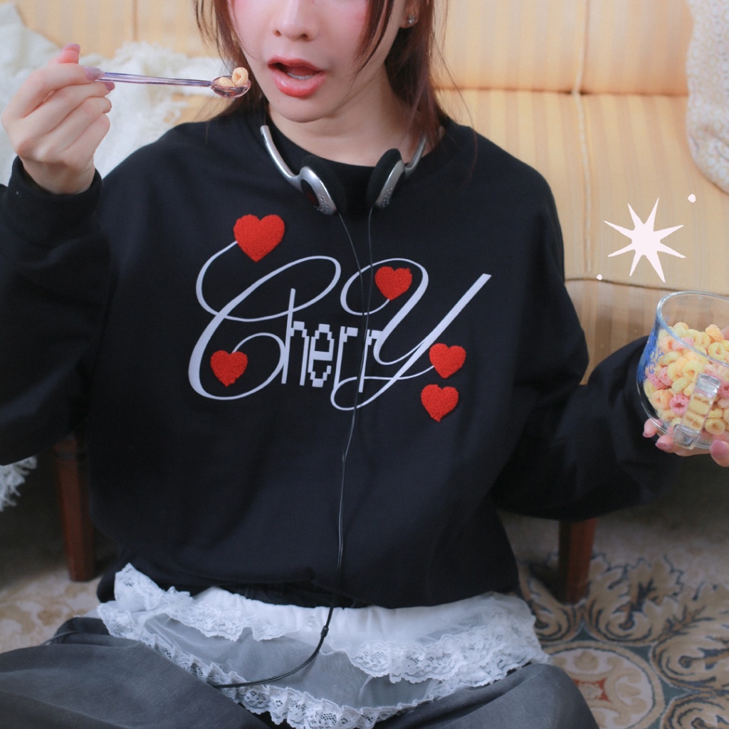 kome.offi เสื้อสเวตเตอร์ รุ่น kumi cherry sweater ราคา ถูกที่สุด ดีลบีเคเค แกลเลอรีภาพที่ 5