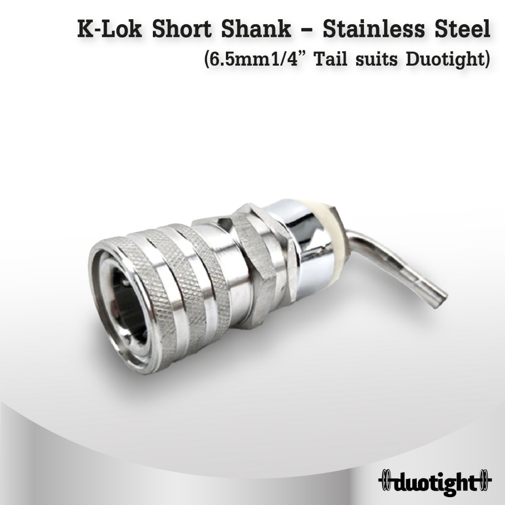 KL13758 – K-Lok Short Shank – Stainless Steel (6.5mm1/4” Tail suits Duotight)