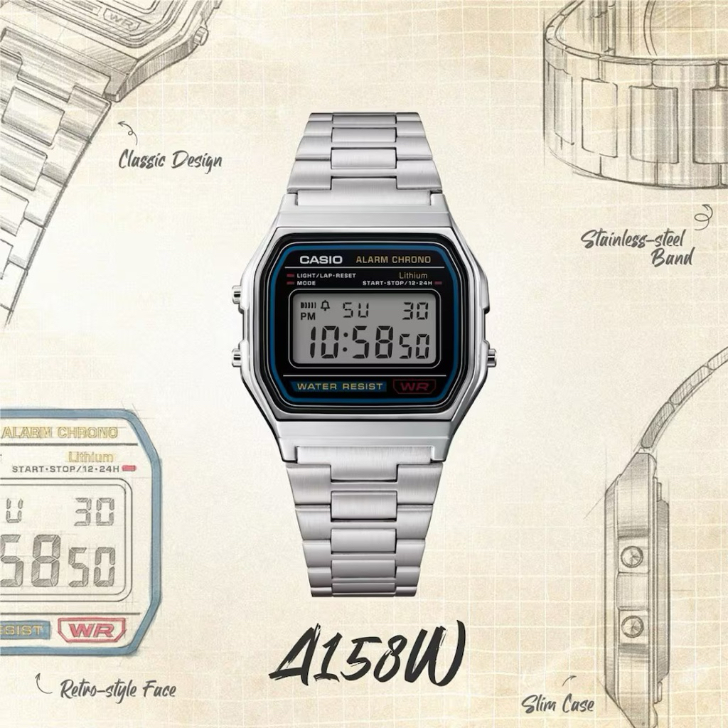 [มีสินค้าพร้อมจัดส่ง] CASIO Vintage [แจมิน, JAEMIN วง NCT] A158WA-1, A158WA-1DR, A158WA, A158