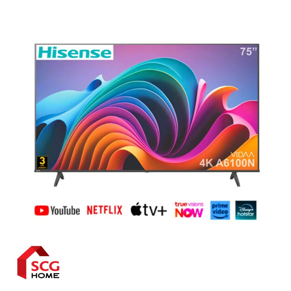 Hisense TV 75A6100N ทีวี 75 นิ้ว 4K VIDAA UHD LED TV สมาร์ททีวี รุ่น 75A6100N