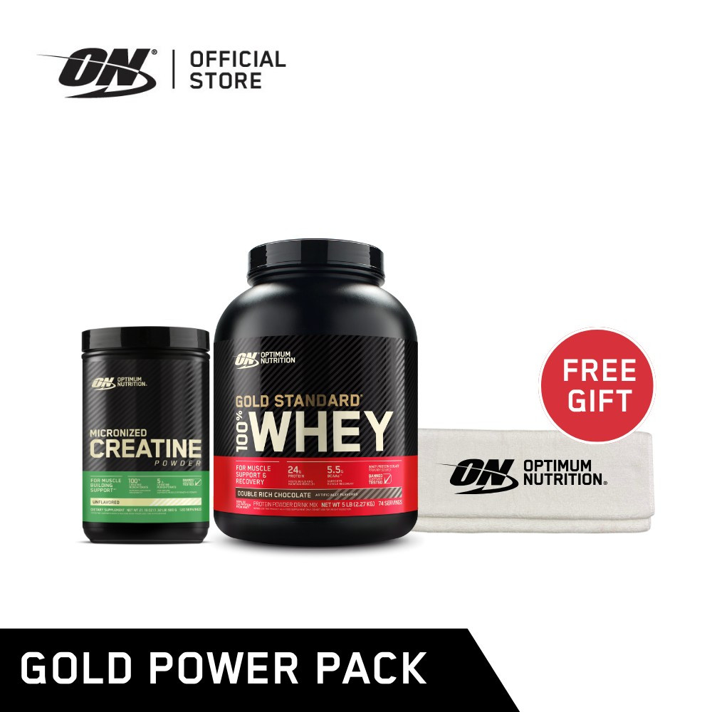 Optimum Nutrition Gold Power Pack ประกอบด้วย On Gold Standard + On Creatine 600 g. Free On New Towel