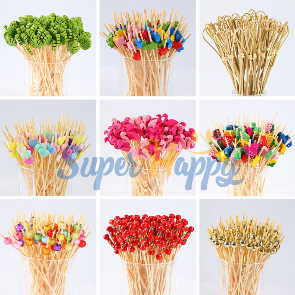 ไม้ค็อกเทล(Set 50/100 ชิ้น) ไม้จิ้มอาหาร จิ้มผลไม้ 12cm ไม้ไผ่ ใช้แล้วทิ้ง ตกแต่งอาหาร งานปาร์ตี้