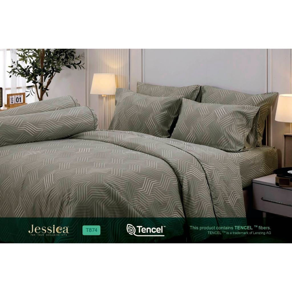 [New] T874 Jessica Tencel ทอ 500 เส้น ชุดผ้าปูที่นอน 6 ฟุต รวมผ้าห่ม ยี่ห้อ เจสสิก้า รุ่น Tencel