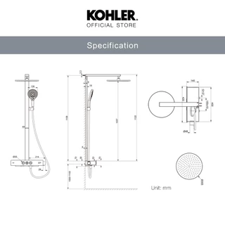 KOHLER (Special deal) Aparu 3 way thermostatic shower column ก๊อกผสมยืนอาบ พร้อมชุดฝักบัว สีขาวด้าน K-37963T-9-MWH