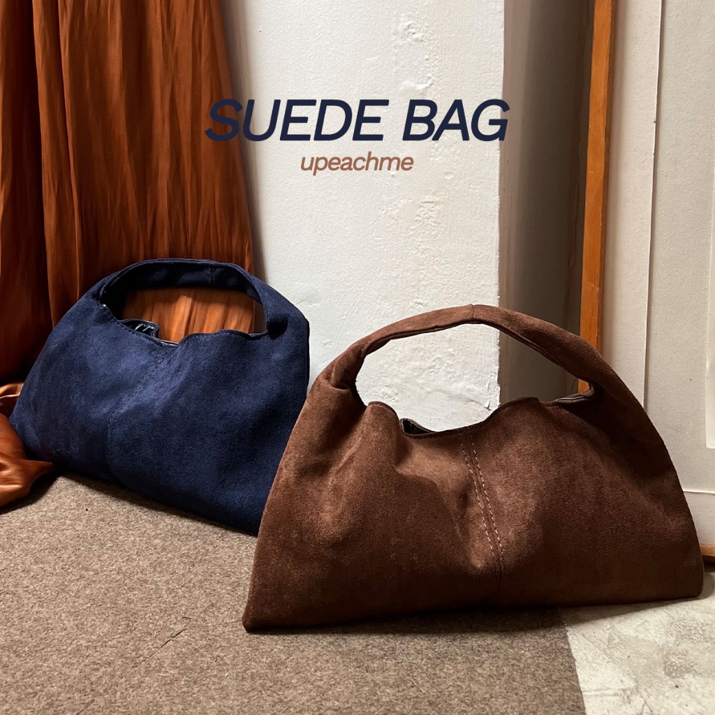 *มีส่งด่วน/ทันที* upeachme(F5) SUEDE BAG กระเป๋าถือหนังกลับ (วัสดุพรีเมียม) กระเป๋าถือคล้องมือ