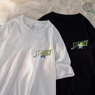 🚚【จัดส่งจากไทย】เสื้อยืดแขนสั้นพิมพ์ลายการ์ตูนน่ารัก คอกลม ผ้าหนา ไซส์ใหญ่