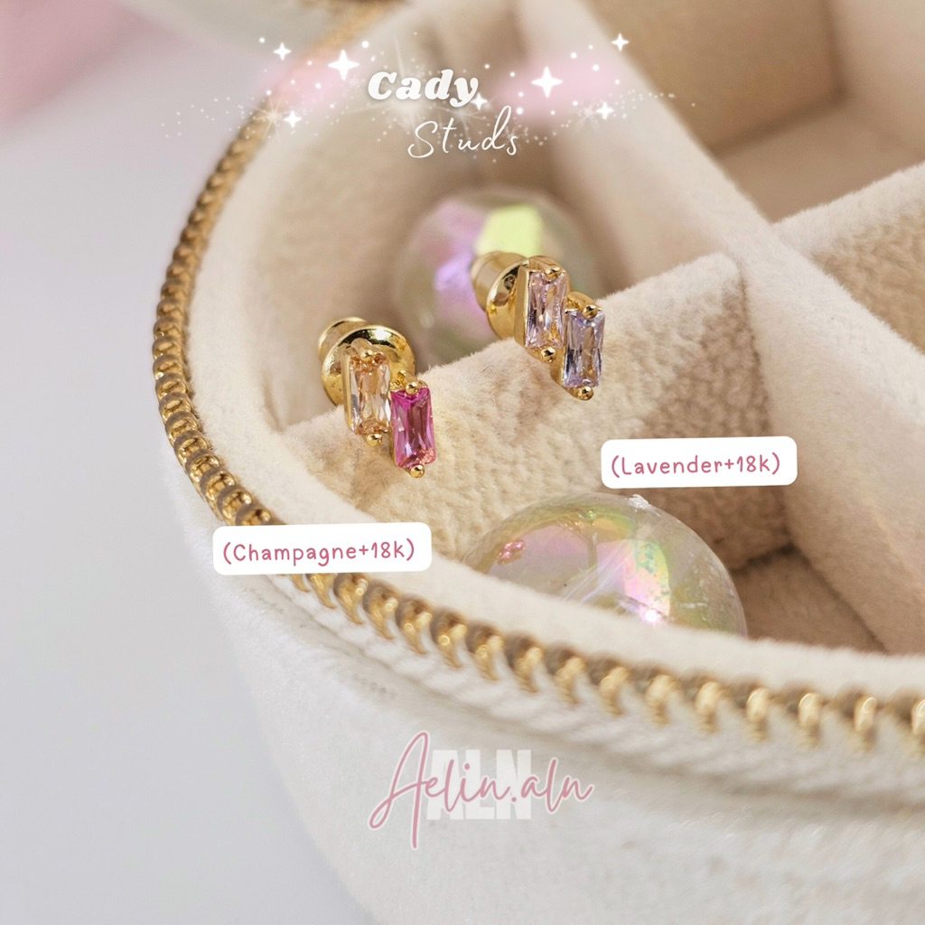 Cady stud earring - Aelin.ALN ต่างหู ตุ้มหู สีสันสดใส แมตช์ง่าย น่ารัก แพ้ง่ายใส่ได้ค่ะ (#SE10-06)