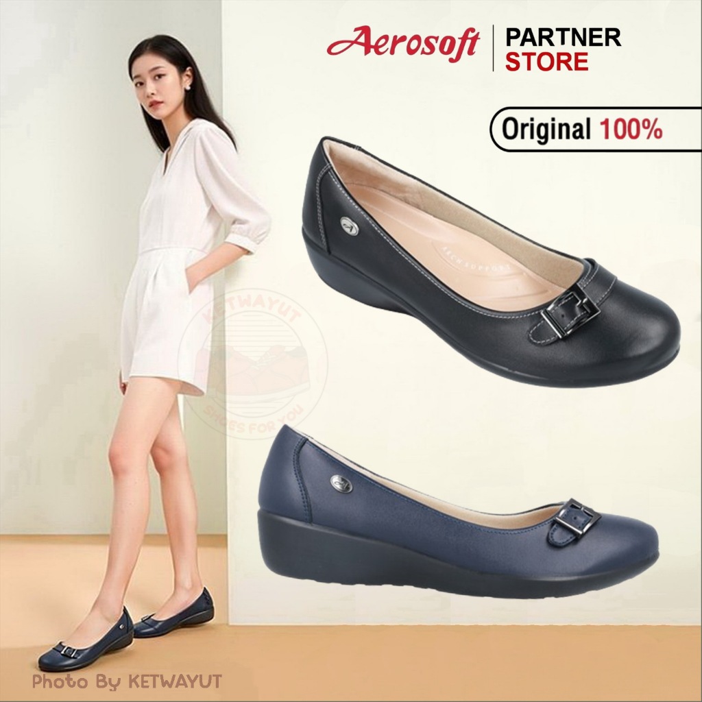 Aerosoft รองเท้าคัชชูผู้หญิง รองเท้าเพื่อสุขภาพ รองเท้าพยาบาล แอโร่ซอฟ CW3131