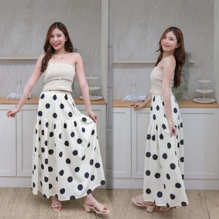 💖พร้อมส่ง1-2 วันถึง 💖 daily long skirt กระโปรงยาว ลายจุด ชุดทำงาน ไปคาเฟ่ ไปทะเล โกงความสูง