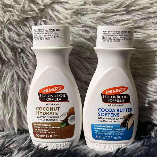 palmer's bodylotionขนาดทดลอง50ml 4สูตร Softensmooth/Coconut oil/Olive oil/Raw shia