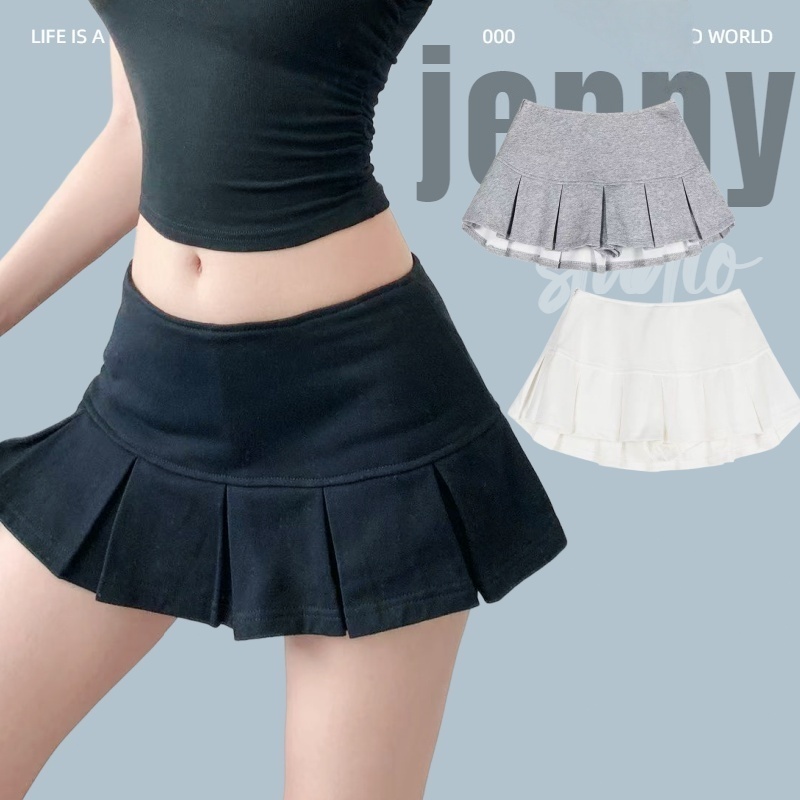 JENNY🌷พร้อมส่ง🍒กระโปรงพลีสสั้น เอวต่ำมีซับใน กระโปรงทรงเอ เอวลายเซ็กซี่แฟชั่นผู้หญิง สำหรับนักศึกษา เล่นกีฬา ไปเที่ยว