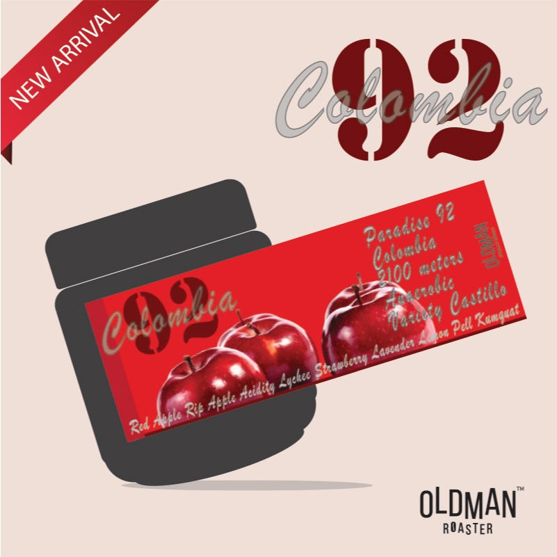 เมล็ดกาแฟ " อย่างสีแดง " COLOMBIA 92 PARADISE " RED APPLE " (คั่วอ่อน) by OLDMAN ROASTER