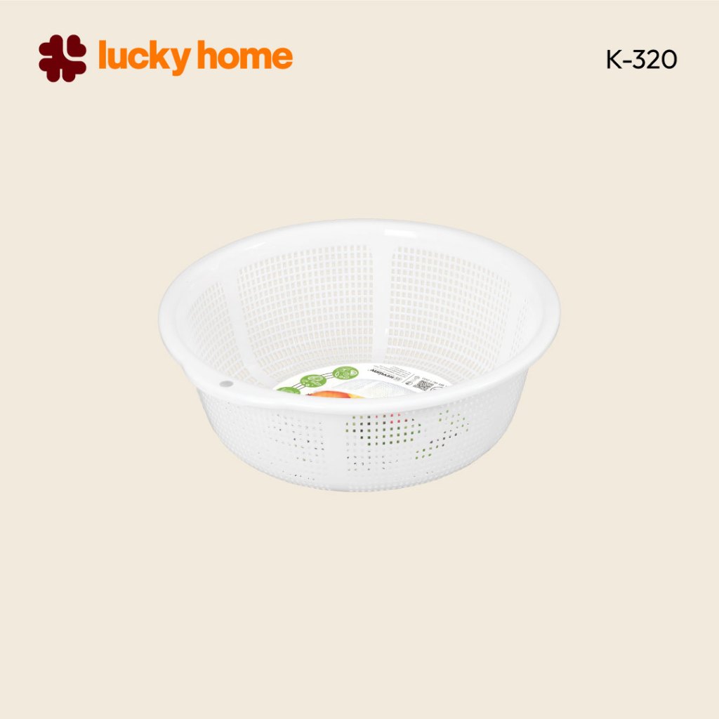 LUCKY HOME ตะกร้าพลาสติกทรงกลม (M) ขนาด : Ø31.5 x 11(ส) cm K-320