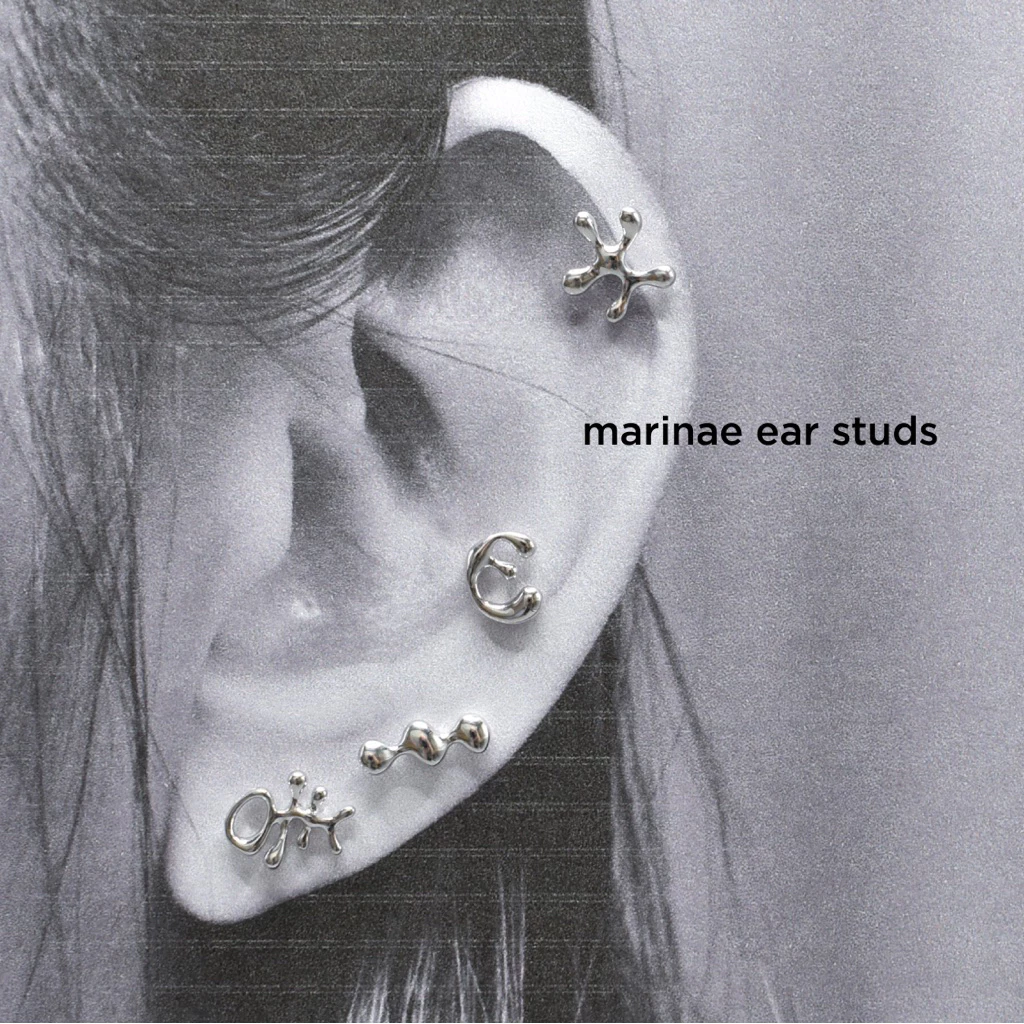 mooklyn.co MARINAE EAR STUDS (silver925 rhodium plated) จิวหูมาริเน่ ต่างหูแป้นกลม (เงินแท้925ชุบโรเดียม)