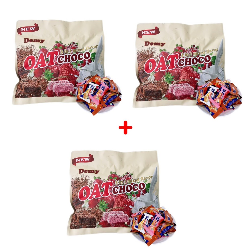 เซ็ท 2 แถม 1 ขนมข้าวโอ๊ตอัดแท่ง 1 ห่อมีสามรสชาติ ออริจินอล ช็อกโกแลตและสตอเบอร์รี่