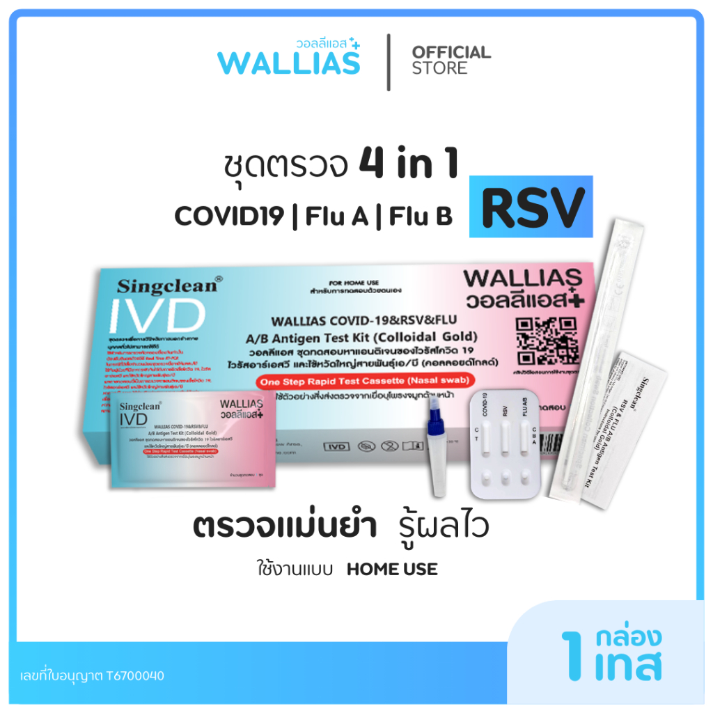 【ตรวจ RSV+ไข้หวัดใหญ่】ชุดตรวจหาไวรัส 4in1 ชุดตรวจRSV COVID-19 & RSV & FLU A / B Antigen Test Kit ยี่