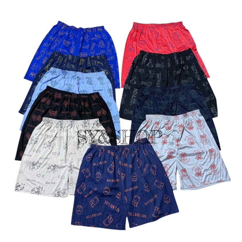 กางเกงใน boxer คละสีพิมพ์ลายทั้งตัวผ้าดีสีไม่ตกระบายกาศดีใส่สบายฟรีไซส์เอว 26-40นิ้วสะโพก44นิ้ว