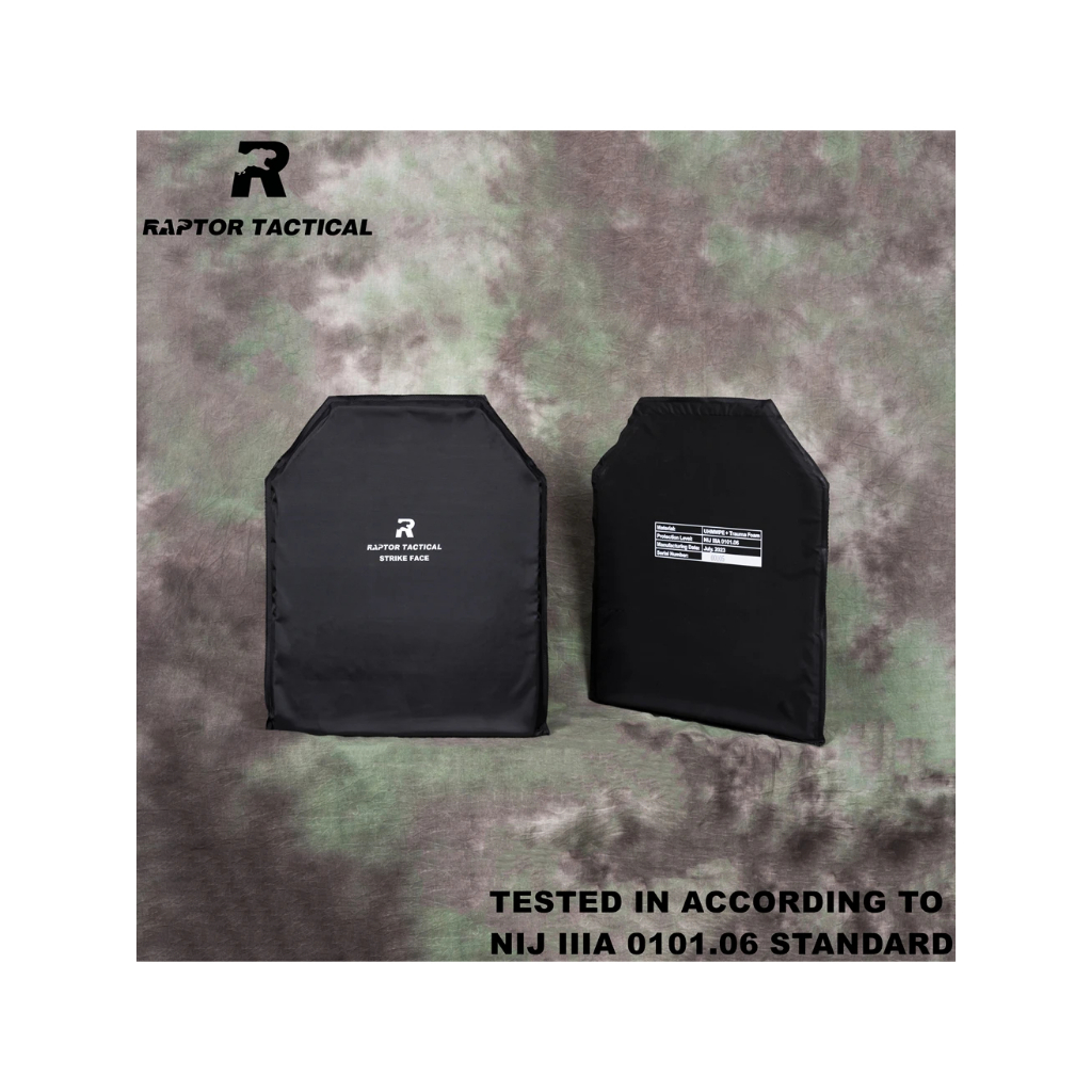 แผ่นเกาะ(อ่อน) Raptor ยุทธวิธี NIJ 3A IIIA Bulletproof แผ่นคู่ 10x12 นิ้ว