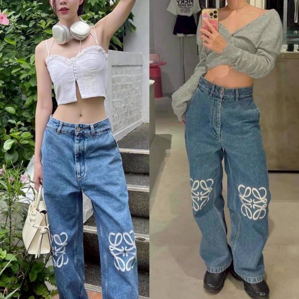 กางเกง​ยีนส์Loewe งานคอลใหม่ งานปักเป๊ะทุก​จุด