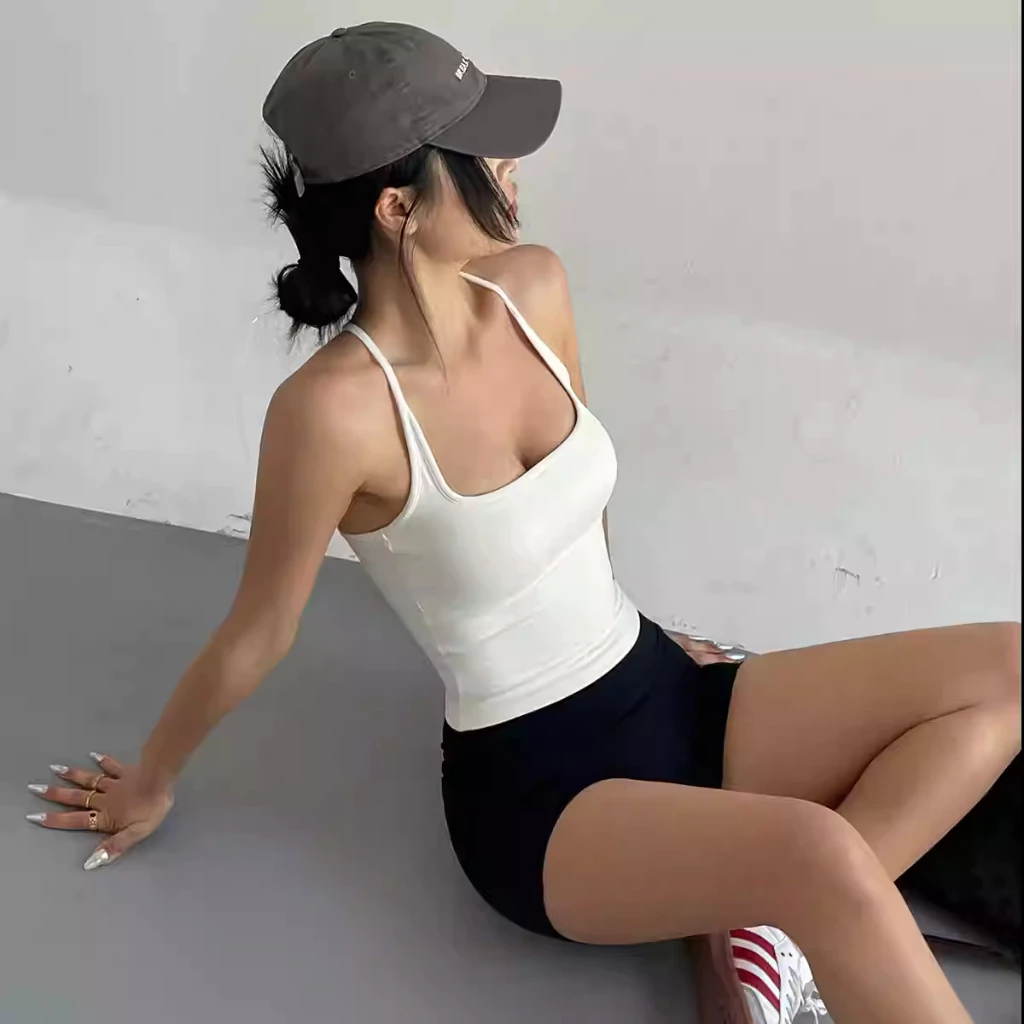 GYMHUB สปอร์ตเสื้อเกาะอกสายบาง มีแผ่นรองอก ระบายอากาศ สำหรับผู้หญิง โยคะ thumbnail 7