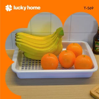LUCKY HOME ถาดอเนกประสงค์ ที่คว่ำแก้ว (ถาดเหลี่ยม+ตะแกรง) T-569 ขนาด(กว้าง x ยาว x สูง): 37 x 27.3 x 5.2 cm