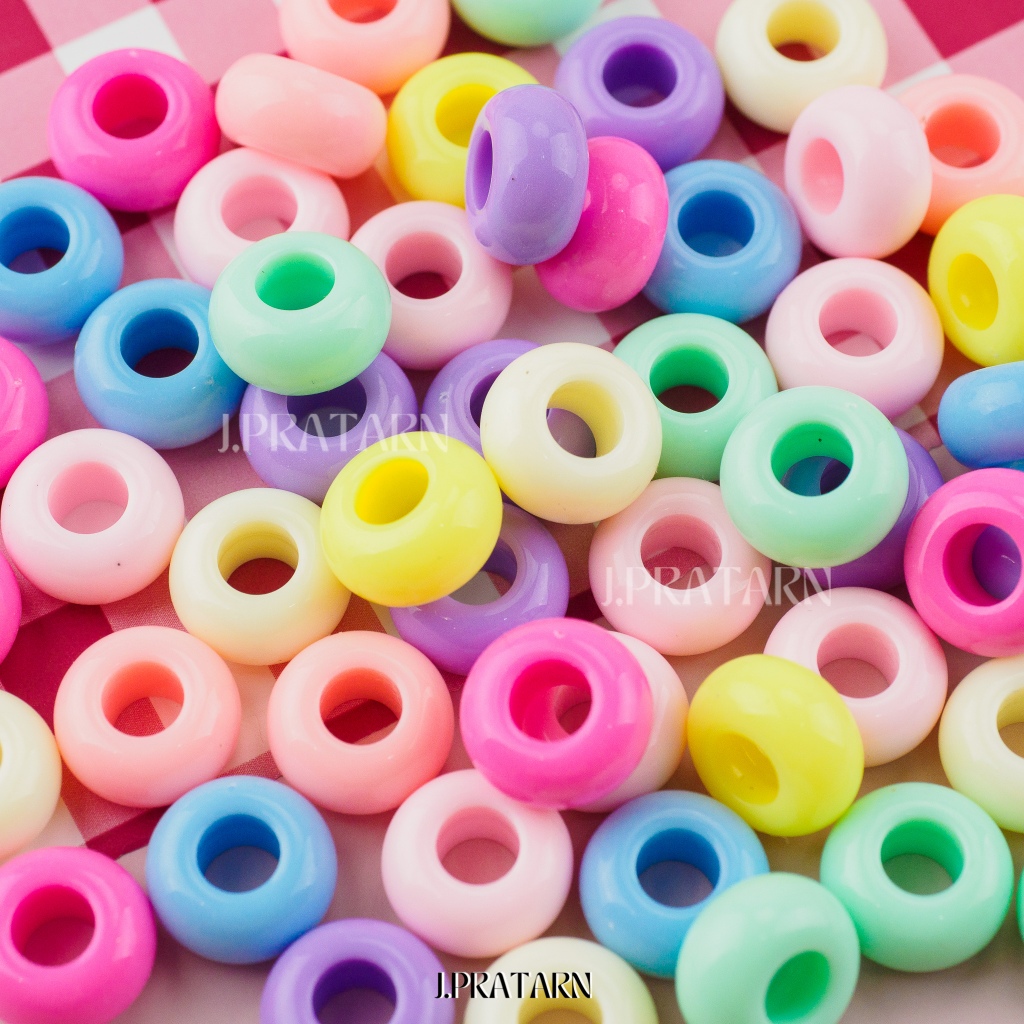 ส่งด่วน ส่งไว ลูกปัดกลมแบน รู 5.5มิล สีพลาสเทล รูใหญ่ ร้อยเชือก พวงกุญแจ งานประดิษฐ์ D.I.Y ของเล่น - รูปที่ 6