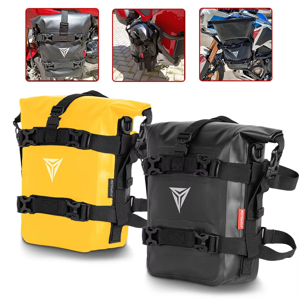 MOTOWOLF กระเป๋ากันชนมอเตอร์ไซค์ กันน้ำ ทนทาน ความจุ8L พร้อมสายรัด5จุด สำหรับ BMW GS Honda Suzuki