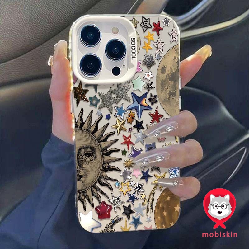 เคส ชินจัง สำหรับ IPhone 15 12 11 16 13 14 Pro Max 8Plus 7Plus X XS XR Max 7 8 15 Plus ดวงอาทิตย์ดวงดาวสีสร้างสรรค์รัก