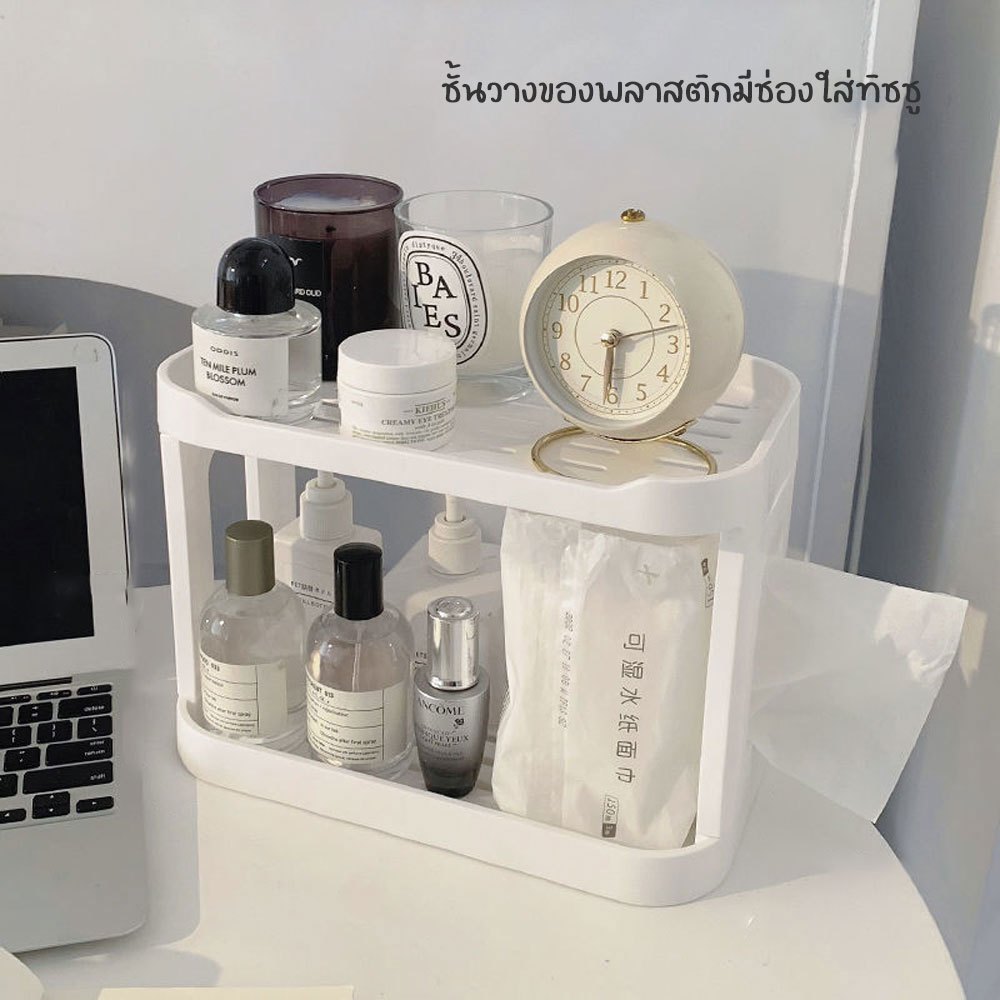 ชั้นวางของในครัว ทำจากพลาสติก ชั้นวางของ บนโต๊ะ มีช่องใส่ทิชชู่ ชั้นอเนกประสงค์