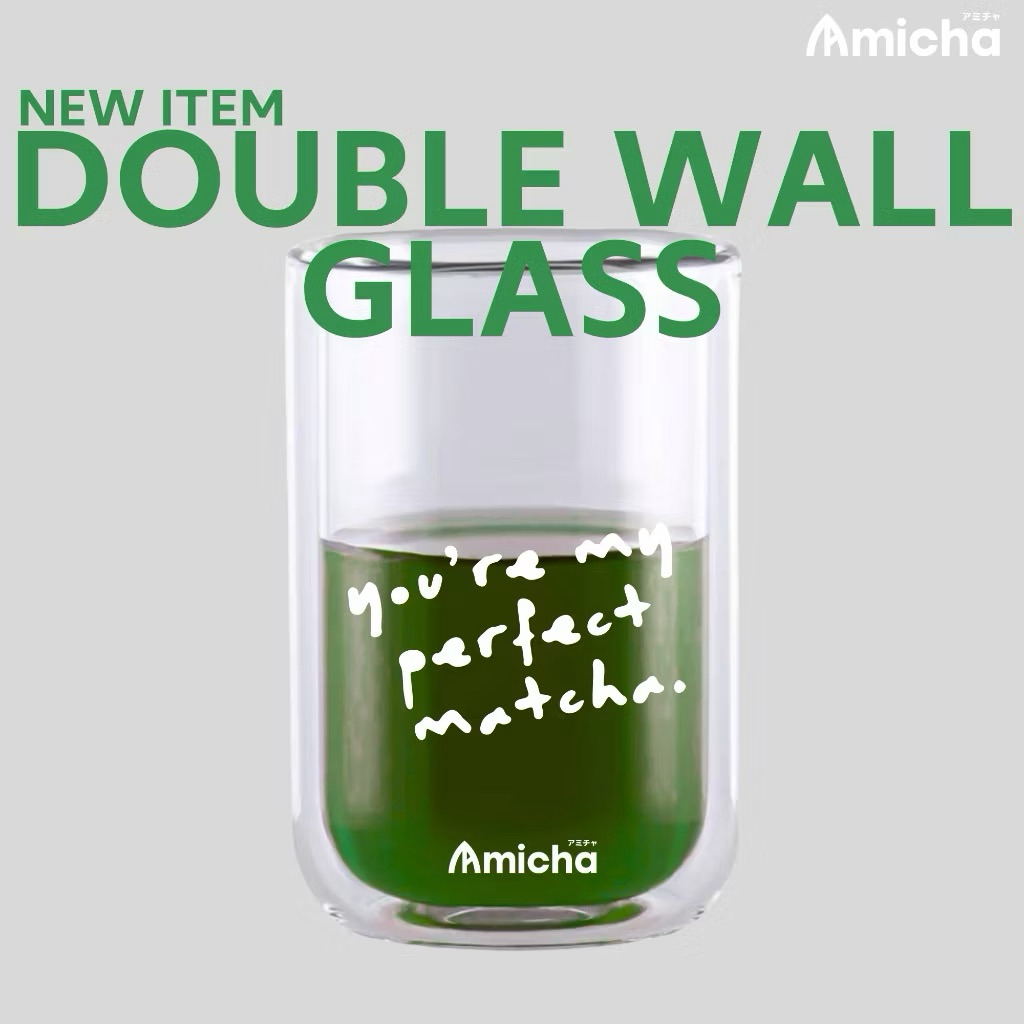 [AMICHA] - Double Wall Glass (แก้ว 2 ชั้น) Matcha