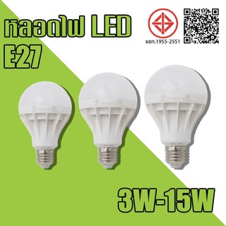 หลอดไฟ LED SlimBulb light 3W 9W 12W 15W ใช้ไฟฟ้า220V หลอดไฟขั้วเกลียว ขั้ว E27