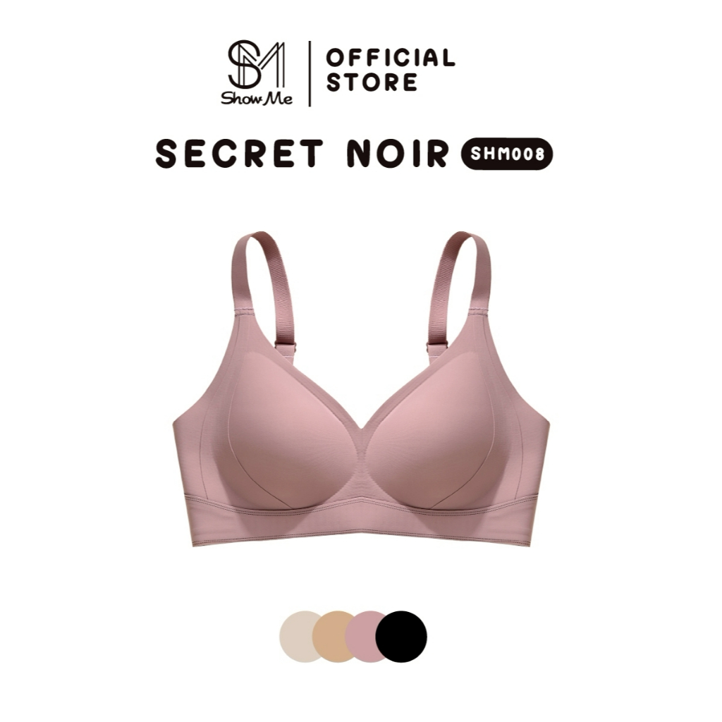 Show Me เสื้อชั้นใน ไร้ขอบ ไร้โครง มีตะขอหลัง รุ่น Secret Noir รหัส SHM008 กระชับ โอบรับสรีระ ได้สัม