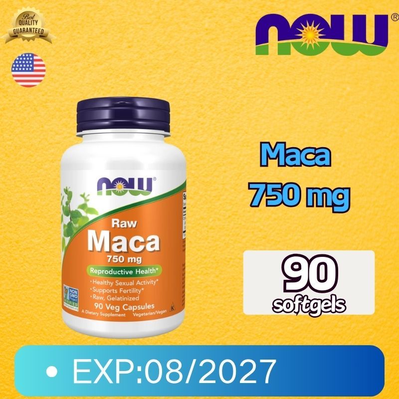 Maca มาคา 750 mg โสมเปรู นิยมในกลุ่มผู้ชาย/ผู้หญิงที่ใส่ใจสุขภาพ 90 Veg Capsule NOW FOODS