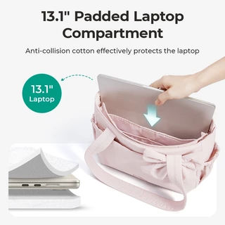 BAGSMART แฟชั่นใหม่ bow Tote Bag ผู้หญิง พร้อมช่องแล็ปท็อป 13 " Sling Shoulder Bag Baguette Bag Handbag
