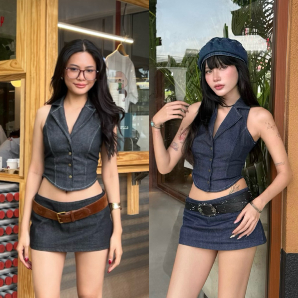 Bella Top (มีอก 40 แล้วค่า) (เฉพาะเสื้อ) เสื้อยีนส์รัดรูป