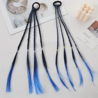 ยางรัดผมไฮไลท์ ผมเปียสี น่ารัก แบบยางรัด ติดง่าย ผมเปียปลอมสี หางม้า วิกผมหางม้าเด็ก เล็กโต ยางเปียไฮไลท์ ผมเปียปลอม