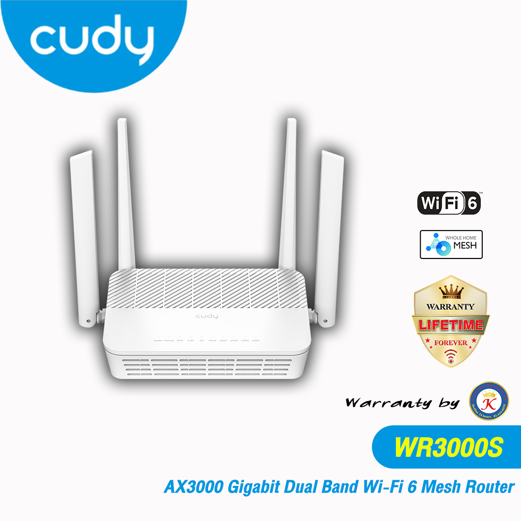 "CUDY" AX3000 Gigabit Mesh Wi-Fi 6 Router White รุ่น WR3000S