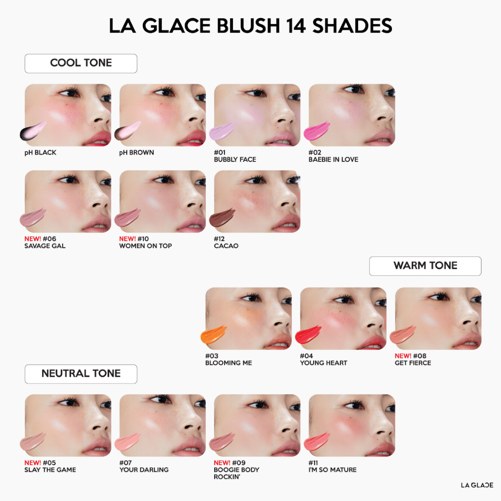 (เช็คสีก่อนกด!) LA GLACE BLUSH 14 SHADES | ครีมบลัชลากลาส 14 สี บลัชดำ pH สนุกกับหลายโทน ครีมบลัช สีชัด เกลี่ยง่าย ติดทน - ภาพย่อย 5