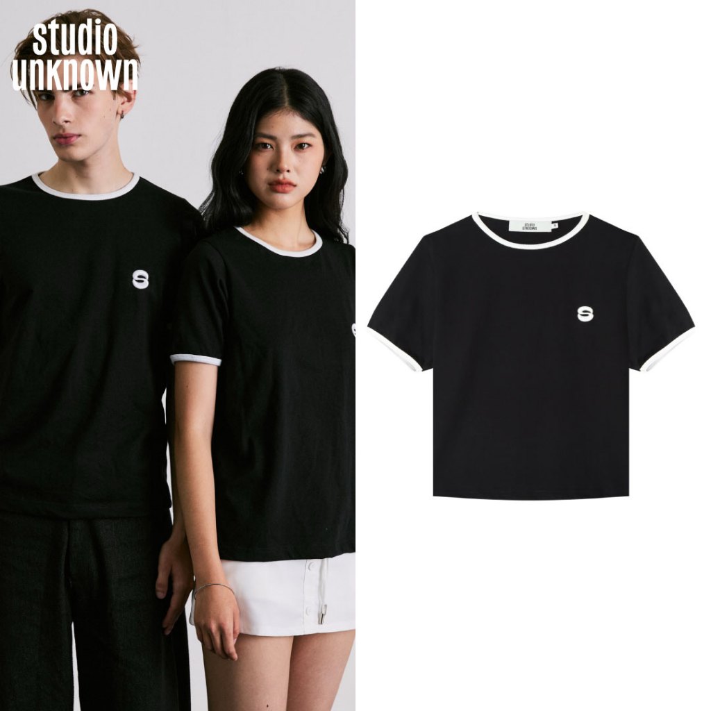 STUDIO UNKNOWN - S Embroidered T-shirt เสื้อยืดคอกลม UNISEX ตกแต่งลายปัก S มีกุ้นคอและแขน