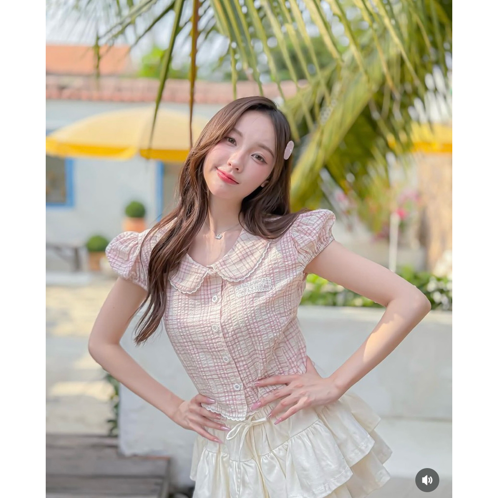 ส่งต่อ RIKA น้องโซล เสื้อคอบัวแขนจั้มตุ๊กตาผูกหลัง (สก็อตชมพู s)